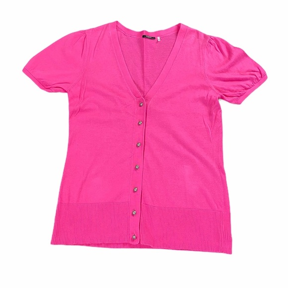 {Tahari} Capped Sleeve button down cardigan 100% Cotton - Picture 1 of 6
